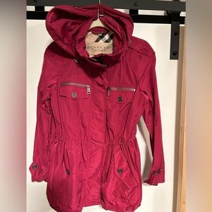 Burberry Brit Rain Jacket— Deep Red/Pink L